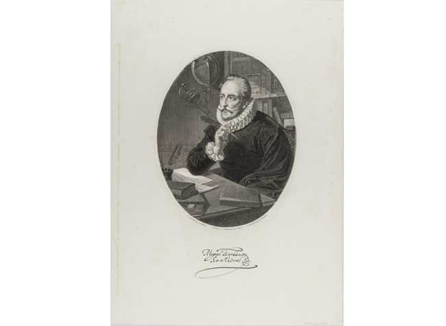 Retrato de Miguel de Cervantes Saavedra, Hortigosa Pedro (1879). BNE IH/2067/63/1