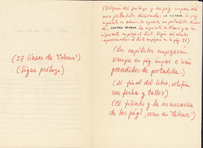 Camilo José Cela, La colmena (Buenos Aires, 1945/46). Anotaciones autógrafas de Cela sobre la publicación