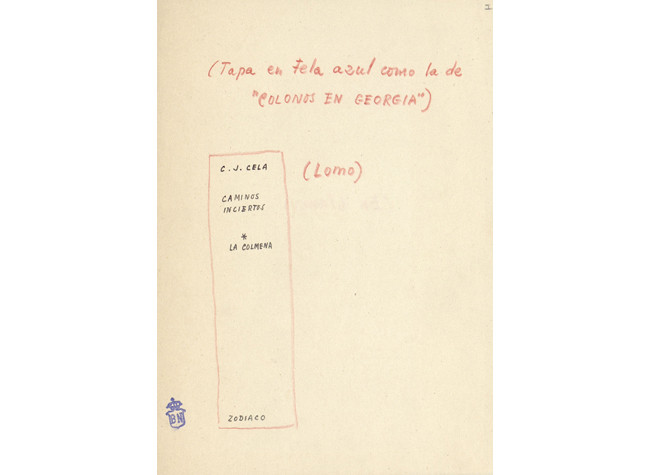 Camilo José Cela, La colmena (Buenos Aires, 1945/46). Boceto de la cubierta y el lomo