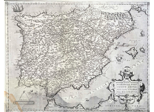 Regni Hispaniae post omnium editiones locupletissima descriptio, 1572. BNE, MR/33-41/210