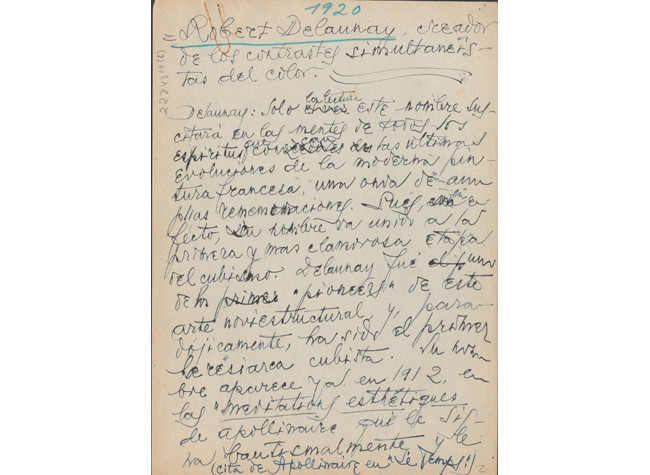 Guillermo de Torre, Destrucción reconstrucción: la pintura de Robert Delaunay, Manuscrito