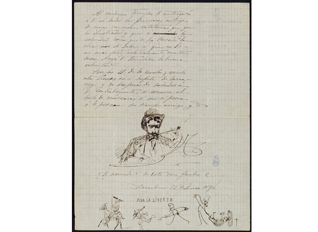 Cartas y tarjeta postal de Apeles Mestres a Francisco A. Barbieri. BNE, Mss/14010/2/11