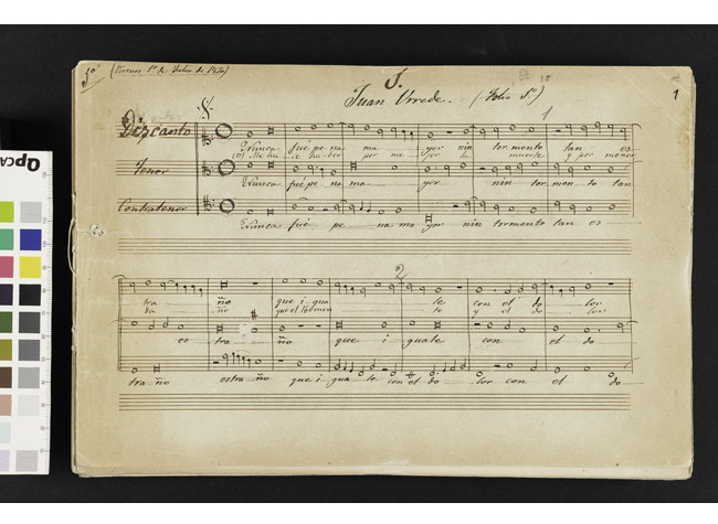 Borrador del Cancionero musical de los siglos XV y XVI, transcrito por Francisco Asenjo Barbieri. BNE, M/12873