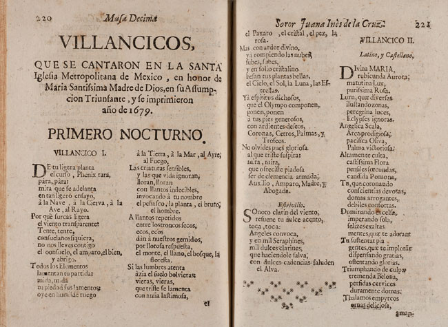 Sor Juana Inés de la Cruz, Tomo primero Poemas de ... sor Juana Ines de la Cruz, religiosa ... en el Monasterio de San Geronimo ... BNE R/17310 (pág 220-221)