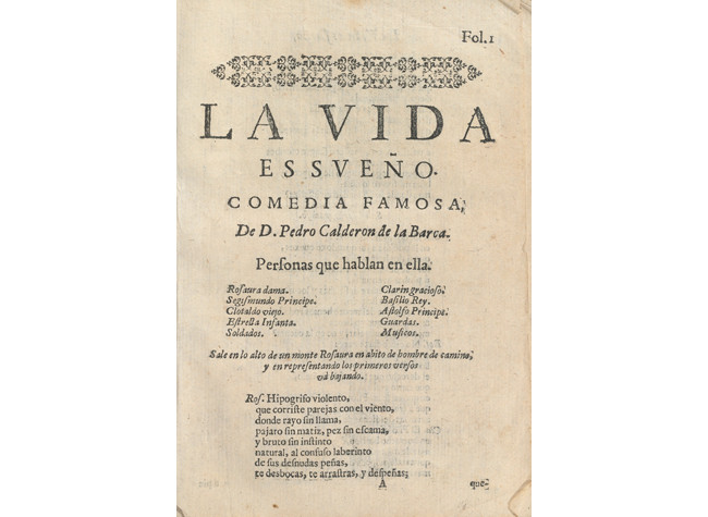 Pedro Calderón de la Barca, La vida es sueño, en Primera parte de comedias de don Pedro Calderón de la Barca