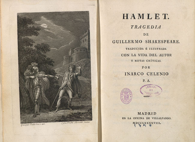 Hamlet, tragedia de Guillermo Shakespeare ; traducida é ilustrada con la vida del autor y notas críticas por Inarco Celenio P. A. T/17906
