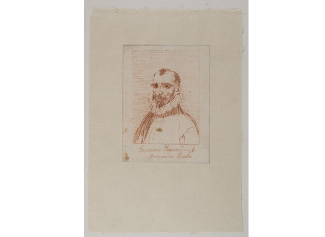 Gerónimo Fernández, o Hernández Escult. 1798-1799. Sanguina sobre papel verjurado amarillento; línea de encuadre 137 × 96 mm, en h. de 172 × 125 mm.  BNE, DIB/18/1/7839