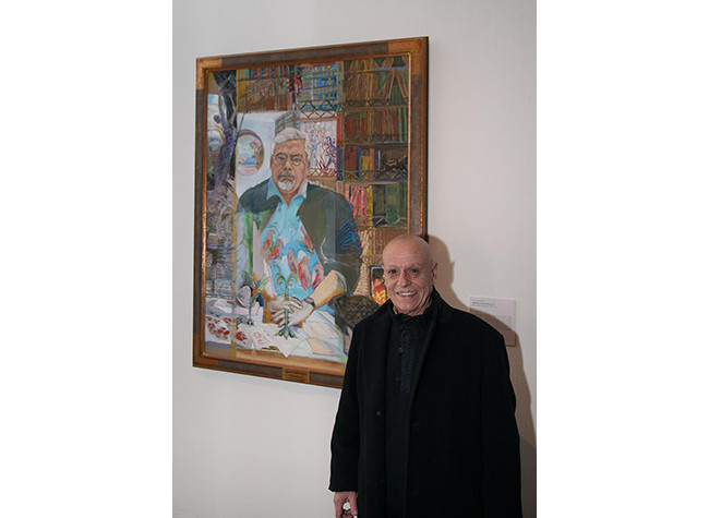 Carlos Franco, autor del retrato de Guillermo Cabrera Infante. Inauguración de la exposición Retrato y literatura. Los retratos de los Premios Cervantes de la BNE, 12/11/2014