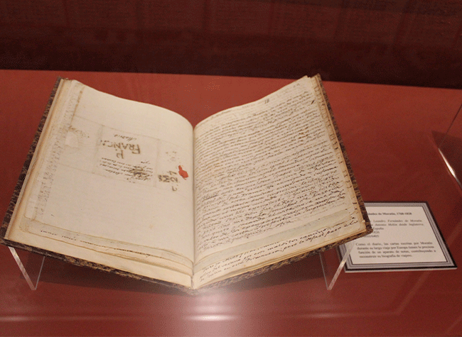 Montaje de la exposición Palabras de viajeros. El viaje literario y su aportación a la cultura europea