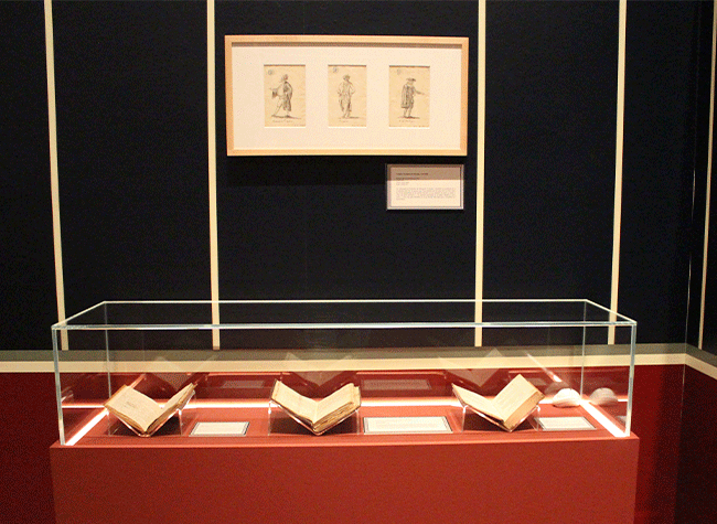 Montaje de la exposición Palabras de viajeros. El viaje literario y su aportación a la cultura europea