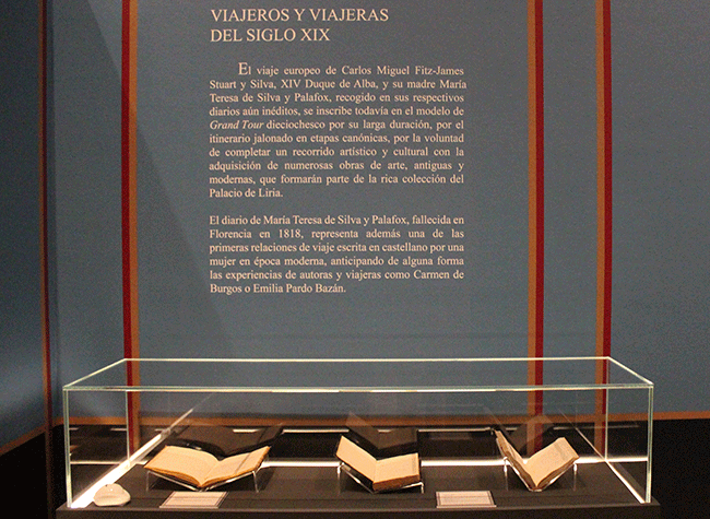 Montaje de la exposición Palabras de viajeros. El viaje literario y su aportación a la cultura europea