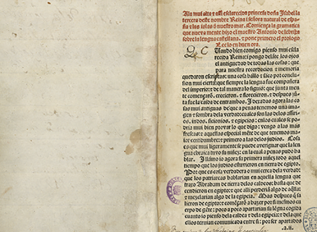 Gramática sobre la lengua castellana Salamanca: Juan de Porras, 1492 (INC/2142)