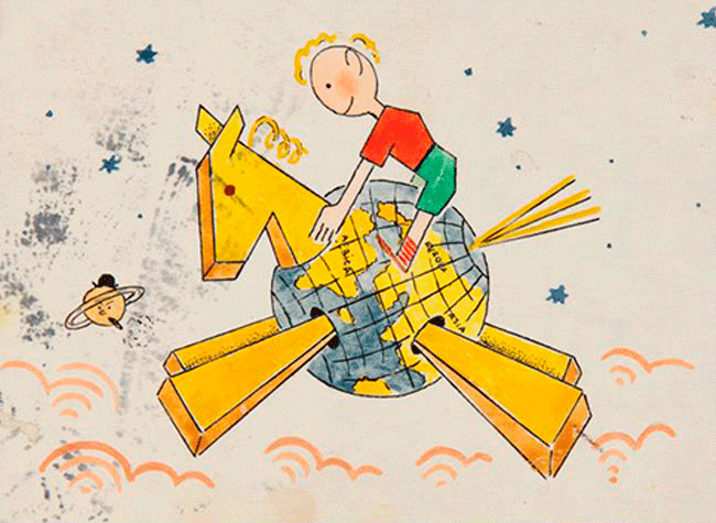 Postal para su hijo con un dibujo, enero de 1941. Instituto de Estudios Giennenses. Diputación de Jaén. Legado Miguel Hernández