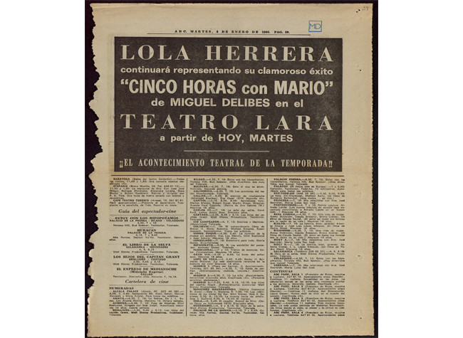 Recorte de periódico de la presentación de 