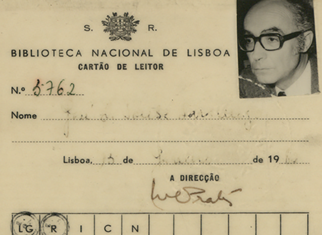 Carné de lector de José Saramago. Biblioteca Nacional de Portugal (© archivo FJS)