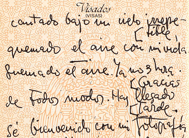 Pasaporte de José Hierro (Ⓒ FCPJH, Colección personal José Hierro/Biblioteca Regional de Madrid Joaquín Leguina)