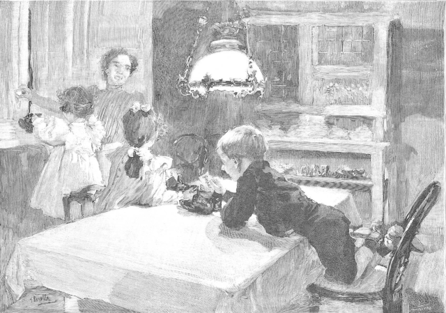 Los hijos del pintor Sorolla dejando sus zapatitos y cartas a los Reyes Magos