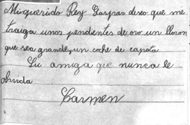 Reproducción fotográfica de cartas escritas por los niños a los Reyes Magos