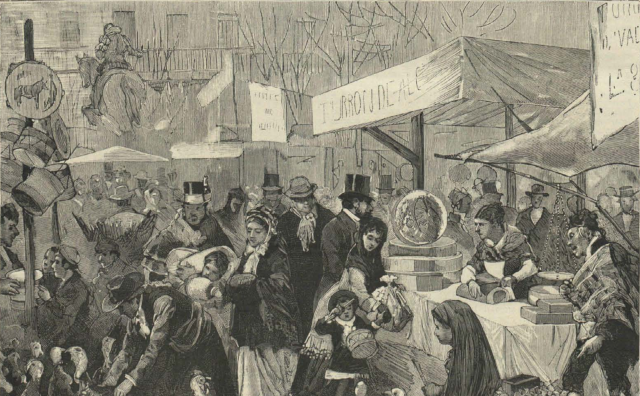 Venta de pavos junto al céntrico Mercado de los Mostenses en 1894