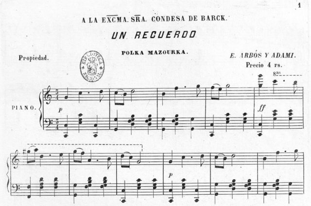Un recuerdo: polka mazourka, Enrique Arbós, 1868