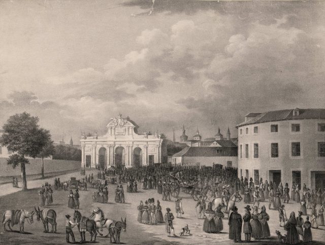 Vista de la Puerta de Alcalá y Parte de la Plaza de toros de Madrid