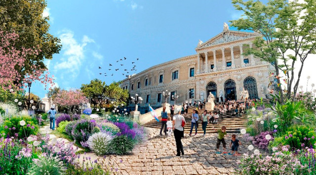 Fachada de la BNE remodelada