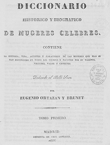 Cubierta Diccionario histórico y biográfico de mugeres célebres