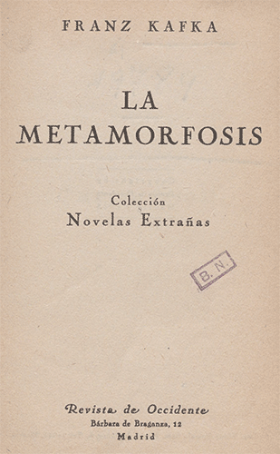 La metamorfosis. Cubierta