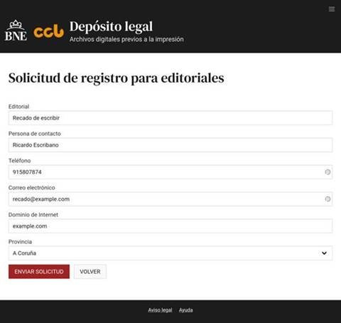 Solicitud del depósito legal de archivos digitales
