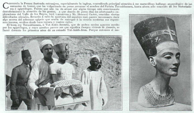 Retirada del busto de Tutankamón, junto a la cabeza de la reina Nefertiti